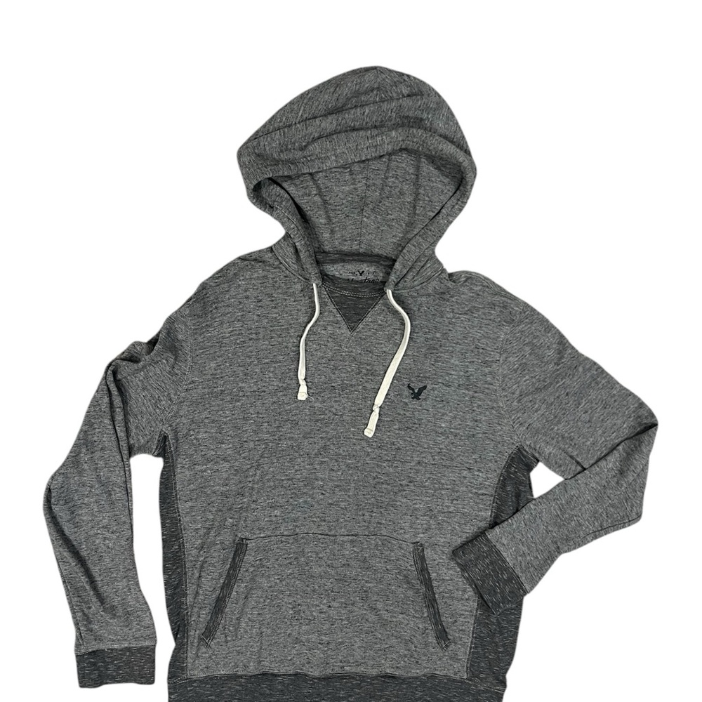 American Eagle Men's Medium Heather Gray Hooded Thermal Sweatshirt